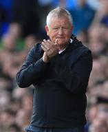 11th May 2024; Goodison Park, Liverpool, England; Premier League Football, Everton versus Sheffield United; Sheffield United manager Chris Wilder issues iinstructions to his