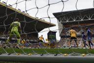 11th May 2024; Molineux Stadium, Wolverhampton, West Midlands, England; Premier League Football, Wolverhampton Wanderers versus Crystal Palace; Remote camera image of Michael Olise of Crystal Palace scoring from long range past Dan Bentley in the Wolves goal in the 26th minute for 0
