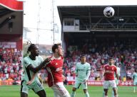 11th May 2024; The City Ground, Nottingham, England; Premier League Football, Nottingham Forest versus Chelsea; Chris Wood of Nottingham Forest competes for the ball with Trevoh Chalobah of