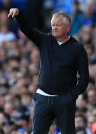 11th May 2024; Goodison Park, Liverpool, England; Premier League Football, Everton versus Sheffield United; Sheffield United manager Chris Wilder signals to his players