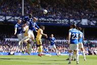 11th May 2024; Goodison Park, Liverpool, England; Premier League Football, Everton versus Sheffield United; Amadou Onana of Everton leaps to head a clearance