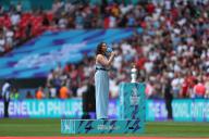 12th May 2024; Wembley Stadium, London, England; Womens FA Cup Final Football, Manchester United versus Tottenham Hotspur; Marienella Phillips leading the singing of the national anthem