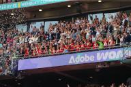 12th May 2024; Wembley Stadium, London, England; Womens FA Cup Final Football, Manchester United versus Tottenham Hotspur; Manchester United captain Katie Zelem lifts the Adobe Women\'s FA Cup winner trophy