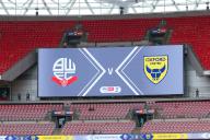 18th May 2024; Wembley Stadium, London, England; EFL League One Play Off Football Final, Bolton Wanderers versus Oxford United; Big screen showing todays fixture