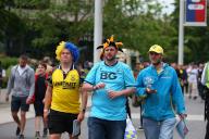 18th May 2024; Wembley Stadium, London, England; EFL League One Play Off Football Final, Bolton Wanderers versus Oxford United; Oxford United fans arriving at the stadium ahead of the match on Olympic Way