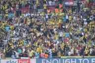 18th May 2024; Wembley Stadium, London, England; EFL League One Play Off Football Final, Bolton Wanderers versus Oxford United; Oxford United fans celebrate their teams goal by Josh Murphy in the 42nd minute for 0-2