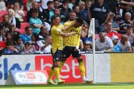 18th May 2024; Wembley Stadium, London, England; EFL League One Play Off Football Final, Bolton Wanderers versus Oxford United; Josh Murphy of Oxford United celebrates his goal in the 42nd minute for 0-2