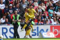 18th May 2024; Wembley Stadium, London, England; EFL League One Play Off Football Final, Bolton Wanderers versus Oxford United; Josh Murphy of Oxford United celebrates his goal in the 42nd minute for 0-2