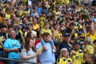 18th May 2024; Wembley Stadium, London, England; EFL League One Play Off Football Final, Bolton Wanderers versus Oxford United; Happy Oxford United fans celebrate their team winning the Sky Bet League One Play-off Final