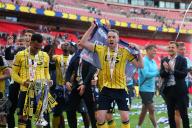 18th May 2024; Wembley Stadium, London, England; EFL League One Play Off Football Final, Bolton Wanderers versus Oxford United; Sam Long of Oxford United celebrates winning the Sky Bet League One Play-off Final