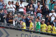18th May 2024; Wembley Stadium, London, England; EFL League One Play Off Football Final, Bolton Wanderers versus Oxford United; Oxford United players receive their Sky Bet League One Play-off winners medal