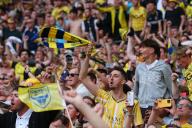 18th May 2024; Wembley Stadium, London, England; EFL League One Play Off Football Final, Bolton Wanderers versus Oxford United; Happy Oxford United fans towards the end of the match