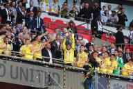 18th May 2024; Wembley Stadium, London, England; EFL League One Play Off Football Final, Bolton Wanderers versus Oxford United; Josh Murphy of Oxford United lifts the Sky Bet League One Play-off winner trophy