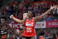 19th May 2024; Ken Rosewall Arena, Sydney, NSW, Australia: Suncorp Super Netball , New South Wales Swifts versus Giants Netball; Samantha Wallace-Joseph of the NSW Swifts calls for the ball
