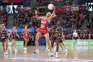19th May 2024; Ken Rosewall Arena, Sydney, NSW, Australia: Suncorp Super Netball , New South Wales Swifts versus Giants Netball; Helen Housby of the NSW Swifts catches the ball as Jodi-Ann Ward of the Giants looks