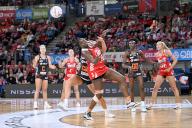 19th May 2024; Ken Rosewall Arena, Sydney, NSW, Australia: Suncorp Super Netball , New South Wales Swifts versus Giants Netball; Samantha Wallace-Joseph of the NSW Swifts watches as the ball is