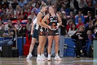 19th May 2024; Ken Rosewall Arena, Sydney, NSW, Australia: Suncorp Super Netball , New South Wales Swifts versus Giants Netball; Jamie-Lee Price of the Giants is sin binned and hands over the centre role to Jodi-Ann Ward of the