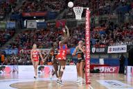 19th May 2024; Ken Rosewall Arena, Sydney, NSW, Australia: Suncorp Super Netball , New South Wales Swifts versus Giants Netball; Samantha Wallace-Joseph of the NSW Swifts takes a shot at