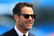 19th May 2024; Etihad Stadium, Manchester, England; Premier League Football, Manchester City versus West Ham United; tv pundit Jamie Redknapp gives a pitch side interview