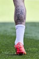 19th May 2024; Bramall Lane, Sheffield, England; Premier League Football, Sheffield United versus Tottenham Hotspur; A detail of the tattoo on the leg of James Maddison of