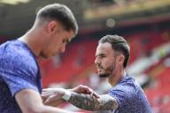 19th May 2024; Bramall Lane, Sheffield, England; Premier League Football, Sheffield United versus Tottenham Hotspur; James Maddison of Spurs stretches during the pre-match warm