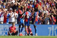 19th May 2024; Selhurst Park, Selhurst, London, England; Premier League Football, Crystal Palace versus Aston Villa; Jean-Philippe Mateta of Crystal Palace celebrates his goal and hat-trick in the 63rd minute for 4-0