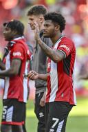 19th May 2024; Bramall Lane, Sheffield, England; Premier League Football, Sheffield United versus Tottenham Hotspur; Rhian Brewster of Sheffield waves to the fans after the final