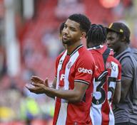 19th May 2024; Bramall Lane, Sheffield, England; Premier League Football, Sheffield United versus Tottenham Hotspur; Mason Holgte of Sheffield applauds the home fans after the final
