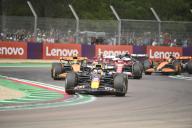 19th May 2024; Autodromo Enzo e Dino Ferrari, Imola, Italy; FIA Formula 1 Emilia Romagna Grand Prix 2024; Race Day; Max Verstappen of Red Bull leads Lando Norris of