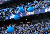 19th May 2024; Etihad Stadium, Manchester, England; Premier League Football, Manchester City versus West Ham United; fans celebrate Manchester City\'s historic fourth consecutive FA Premier League