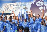 19th May 2024; Etihad Stadium, Manchester, England; Premier League Football, Manchester City versus West Ham United; Kevin de Bruyne of Manchester City lifts the trophy