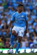 19th May 2024; Etihad Stadium, Manchester, England; Premier League Football, Manchester City versus West Ham United; Rodri of Manchester City puts his foot on the