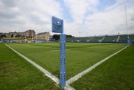 1st June 2024, The Recreation Ground, Bath, Somerset, England; Gallagher Premiership Rugby, Play-Off, Bath versus Sale Sharks; Gallagher branded corner post with the pitch behind at The