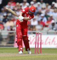 2nd June 2024; Emirates Old Trafford Cricket Ground, Manchester, England; Vitality Blast T20 League Cricket, Lancashire Lightning versus Derbyshire Falcons; Luke Wells of Lancashire Lightning is bowled by Daryn Dupavillon of Derbyshire Falcons for 5 with the score on 45