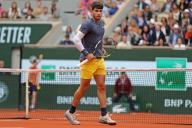 2nd June 2024; Roland Garros, Paris, France; 2024 French Open Tennis tournament, Day 8; Carlos Alcaraz on his way to a third round win against Felix Auger