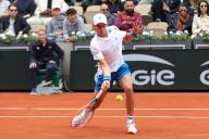 2nd June 2024; Roland Garros, Paris, France; 2024 French Open Tennis tournament, Day 8; Matteo Arnaldi in third round action in his loss against Stefanos