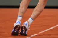 2nd June 2024; Roland Garros, Paris, France; 2024 French Open Tennis tournament, Day 8; The tattoo of Corentin Moutet (fra) during the quarter final against Jannik Sinner (ita
