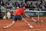 2nd June 2024; Roland Garros, Paris, France; 2024 French Open Tennis tournament, Day 8; Jannik Sinner (ita) in action during the quarter final against Corentin Moutet (fra