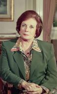 Cairo, Egypt - late 1980s - Jehan Sadat interviewed at her villa on the banks of the Nile. Egypt