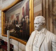 A statue of Alexander Hamilton in the Rotunda of the United States Capitol. Photo by Dennis