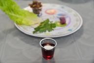 One of the Four Cups of Wine on Seder table on the night of Passover Jewish holiday.Wine is used because it is a symbol of joy and happiness