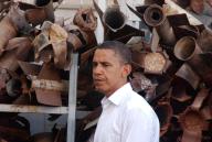 SDEROT, ISR - JULY 23 2008:Barack Obama visit to Sderot Israel, a frequent Palestinian rocket attacks target from Gaza Strip.In his visit he warned that nuclear-armed Iran will threat world security