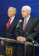 SDEROT,ISR - MAR 19 2008:American politicians John McCain and Joe Lieberman.When John McCain ran for president in 2008, Arizona senator almost picked an independent Democrat to be his vice president