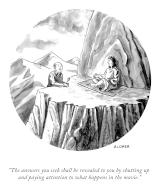 A wise person on a mountain gives advice to a man who sought them out