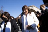 United States Representative Veronica Escobar (Democrat of Texas) walks outside the United States Supreme Court in Washington DC on Wednesday, December 1, 2021. Supreme Court Justices heard oral arguments on Dobbs v. Jackson Women