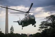 Marine One, with United States President Joe Biden aboard, lands on the South Lawn of the White House in Washington, D.C., US, on Monday, Aug. 8, 2022. Biden resumed official travel today for the first time since his bout with Covid-19, traveling to Kentucky to show federal support for the state