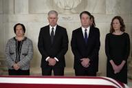 From left to right: Associate Justices of the Supreme Court Elena Kagan, Neil M. Gorsuch, Brett Kavanaugh, and Amy Coney Barrett listen during a private ceremony for former Associate Justice of the Supreme Court Sandra Day O