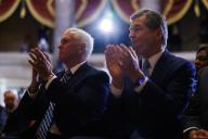 Governor Roy Cooper (Democrat of North Carolina) and former US Vice President Mike Pence are seen during a ceremony unveiling a statue of the late Reverend Billy Graham, on Thursday, May 16, 2024 in Washington DC. Credit: Aaron Schwartz 