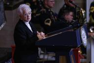 United States Representative Virginia Foxx (Republican of North Carolina) gives remarks during a ceremony unveiling a statue of the late Reverend Billy Graham, on Thursday, May 16, 2024 in Washington DC. Credit: Aaron Schwartz 