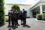 Cheryl Brown Henderson, Daughter of Brown v. Board of Education named plaintiff, Oliver Brown, with other plaintiffs speaks to the media after their meeting with US President Joe Biden at the White House in Washington on May 16, 2024. Credit: Yuri Gripas / Pool via